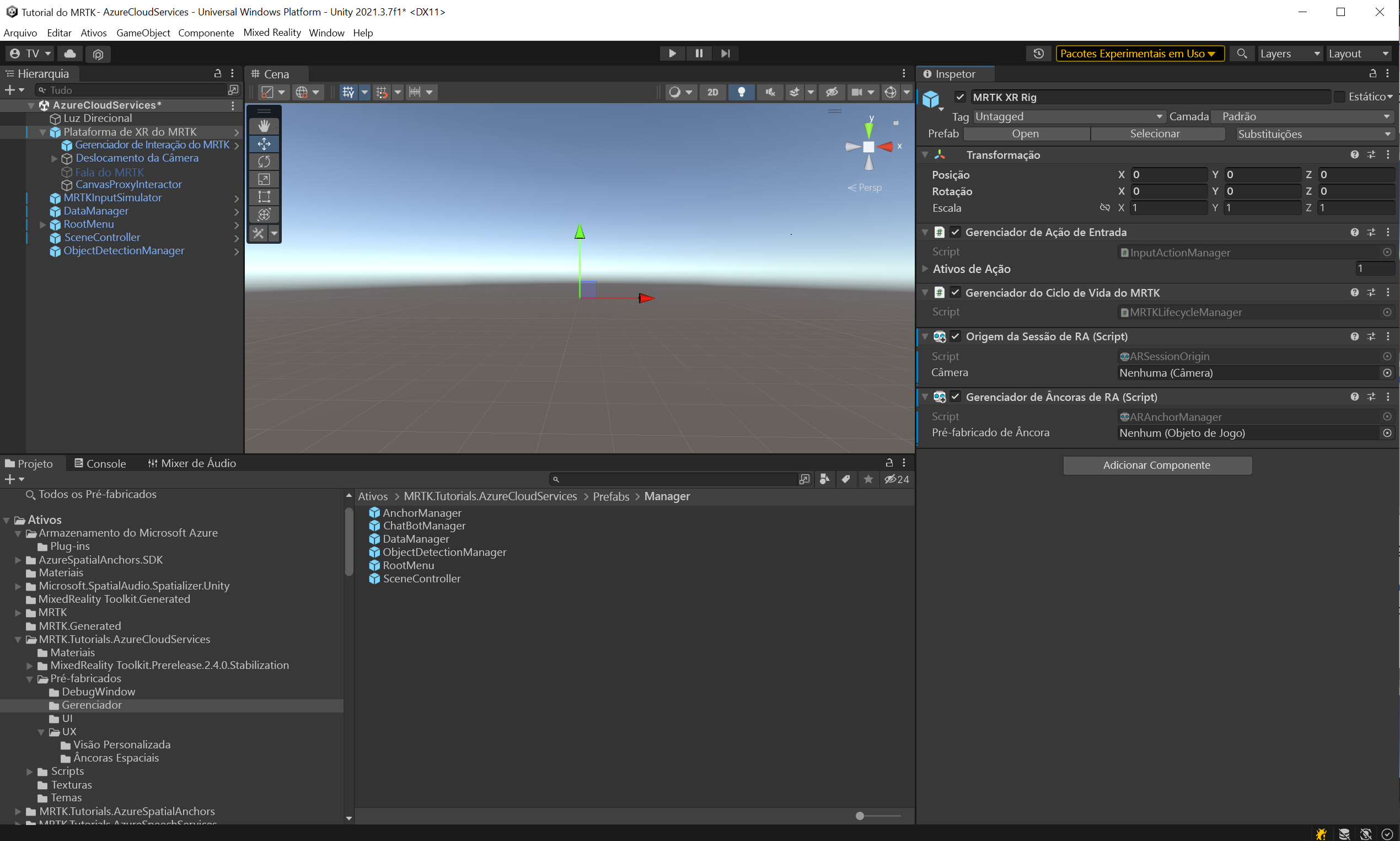Screenshot of Unity with AR AnchorManager script selected.