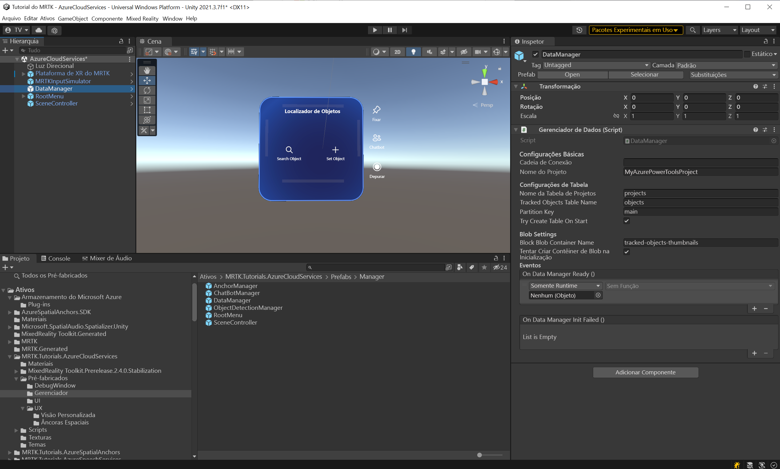 Screenshot of Unity with DataManager object selected.