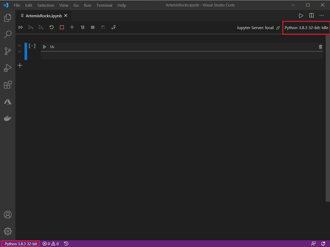 Screenshot showing setup of Python environment Python version selection.