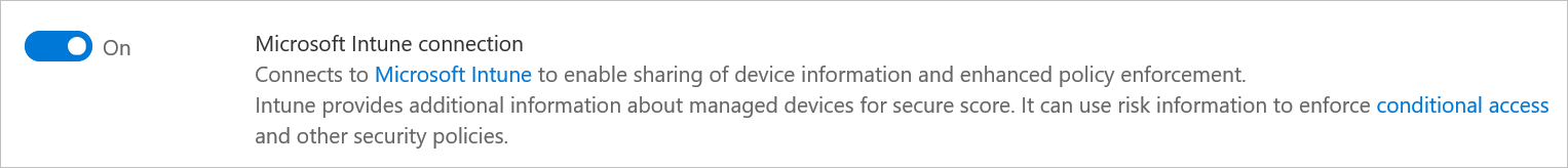 Imagem de tela da definição de ligação Microsoft Intune.