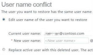 Captura de ecrã a mostrar que o nome de utilizador está em conflito.
