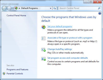 Captura de ecrã da opção Definir os seus programas predefinidos.