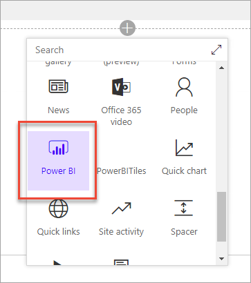 Captura de ecrã da secção Análise de dados a mostrar o Power BI selecionado.
