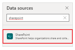 Selecionar origens de dados do SharePoint.