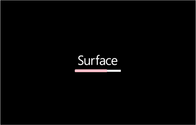 Firmware ISH do Surface com barra de progresso rosa.