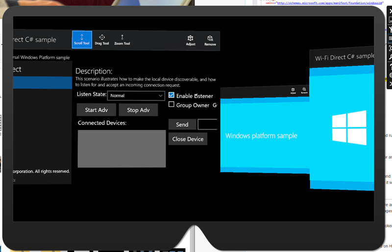 HoloLens Emulator carregado com um exemplo UWP