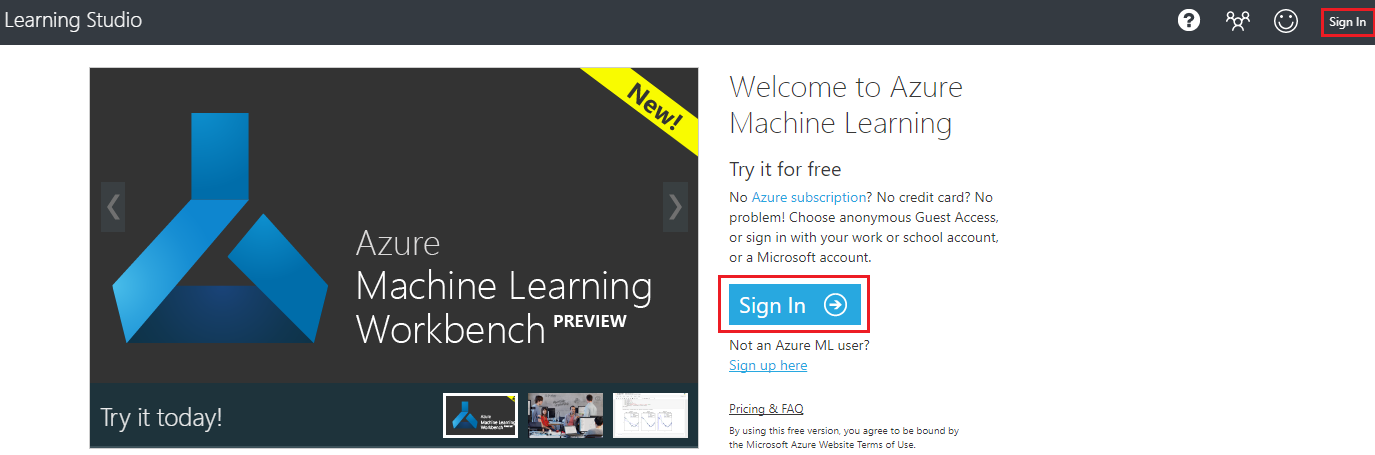 The Azure Machine Learning Studio (clássico)
