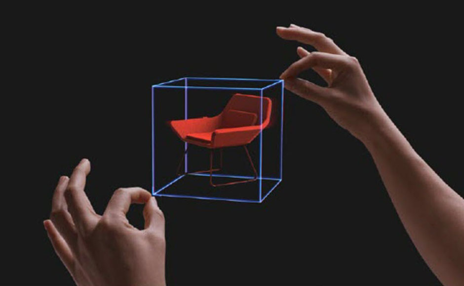 Mãos a manipular um holograma