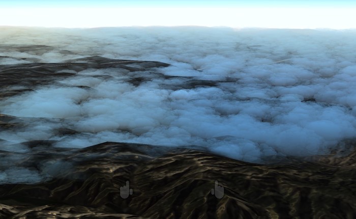 Imagem que mostra nuvens misturadas em terreno.