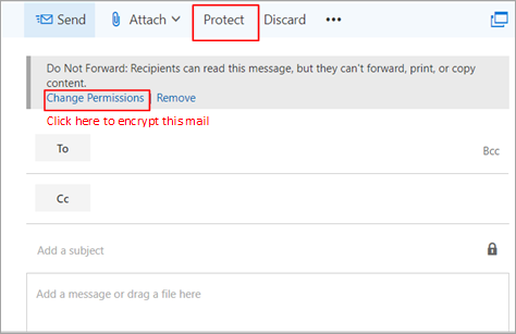 Email message encryption in Outlook.com.
