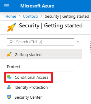 Picture of menu option for Conditional Access.