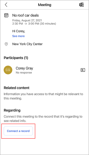 Conectați o înregistrare la o întâlnire.