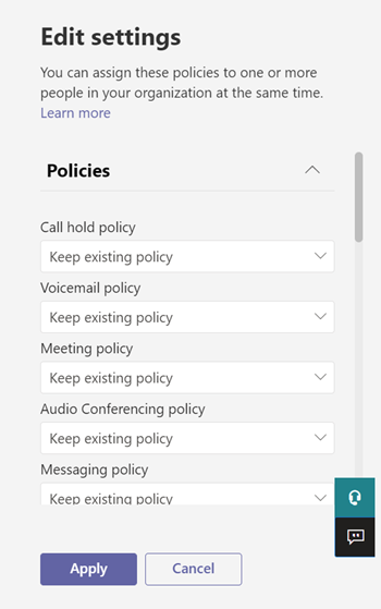 Screenshot of Edit settings pane under Manage users.