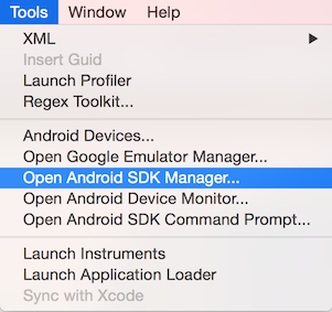 How to launch the Android SDK Manager in Visual Studio for Mac