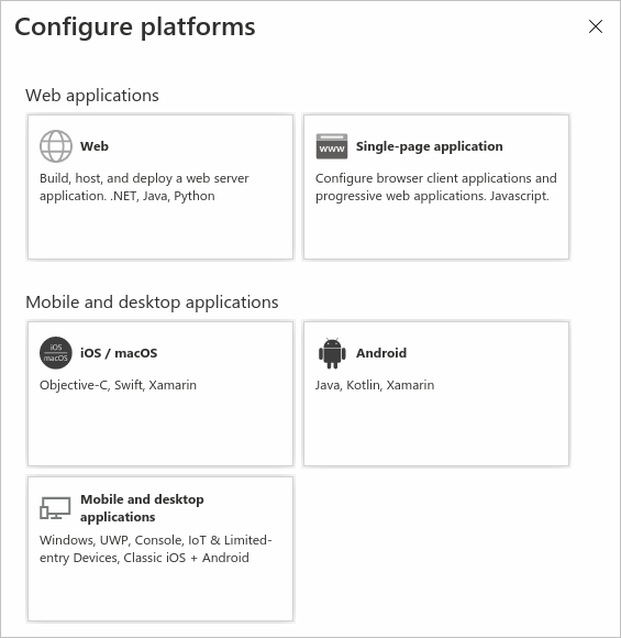 Снимок экрана: панель конфигурации платформы в Центр администрирования Microsoft Entra.