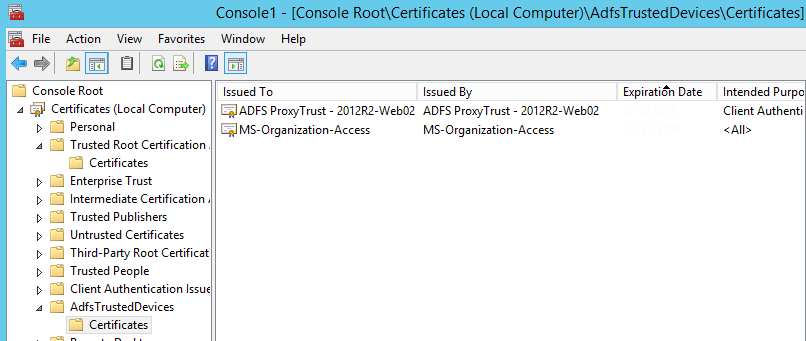 Сертификаты для каждого веб-Application Proxy сервера.