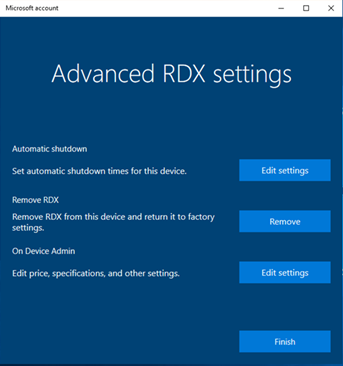 Снимок экрана RDX: дополнительные параметры RDX