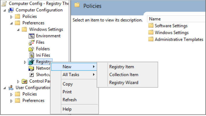 Registry - New - Registry Item