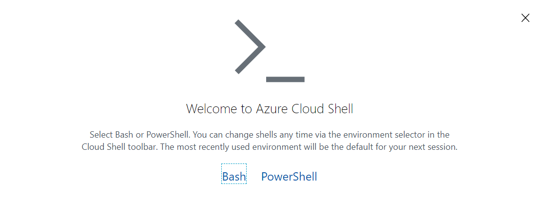Снимок экрана: запрос Cloud Shell Azure.