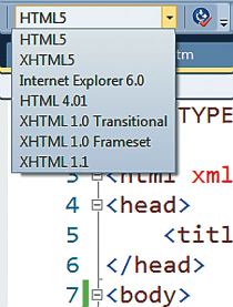 Задание HTML5 Schema в HTML Source Editing Toolbar
