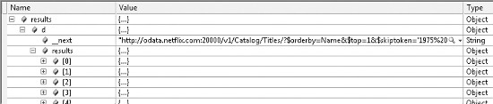 image: JSON Results of a Request for More Data than the Service Is Configured to Return