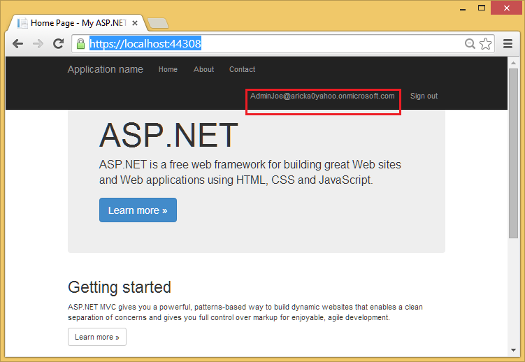 Снимок экрана: сайт S P dot NET с выделенным l в адресной строке и именем пользователя в правом верхнем углу.