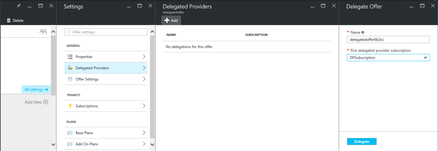 Добавление делегированного поставщика на портале администрирования Azure Stack Hub
