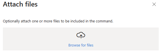 Снимок экрана: вложение файлов в команду портал Azure Выполнить.