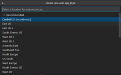 A screenshot of the dialog in VS Code used to select location of the web app resources.