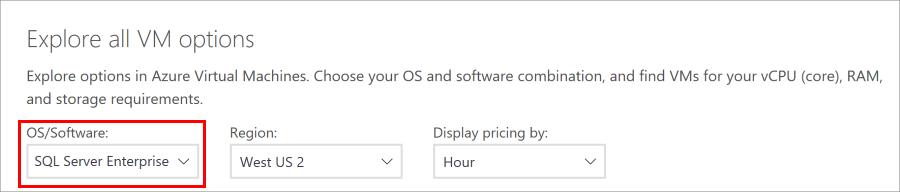 UI on VM Pricing page