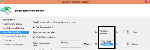Schedule Backup and Retention