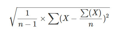 Изображение, показывающее пример формулы Stdev.