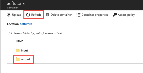 Screenshot shows the container page where you can refresh the page.