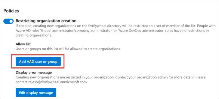 Option, Create allow list and add Microsoft Entra users or groups