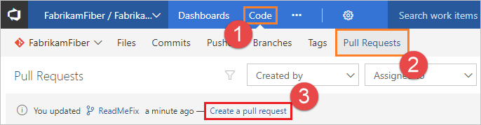 Creating a new Pull Request in Azure Repos