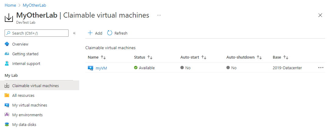 Снимок экрана: страница запрашиваемых виртуальных машин.