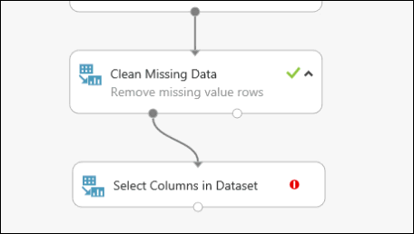 Соедините модуль Select Columns in Dataset (Выбор столбцов в наборе данных) с модулем Clean Missing Data (Очистка недостающих данных)