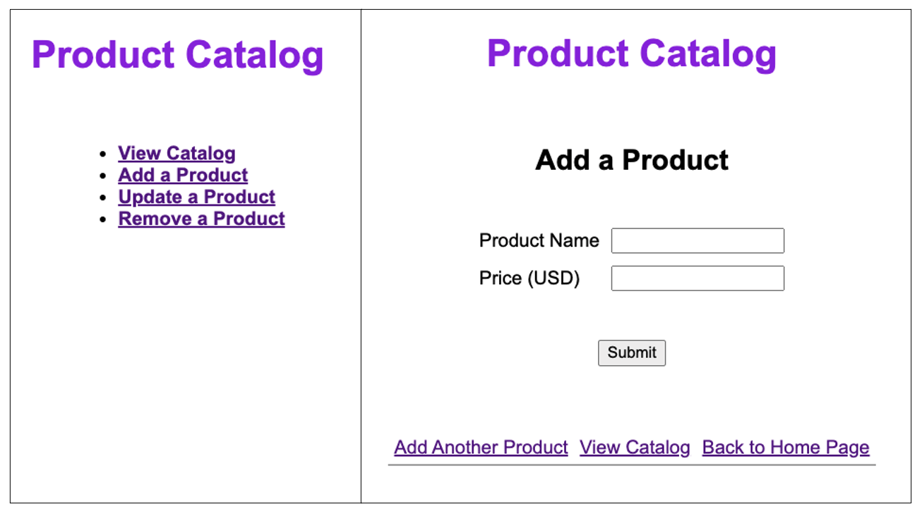 Screenshot showing the sample Product Catalog PHP Web App.