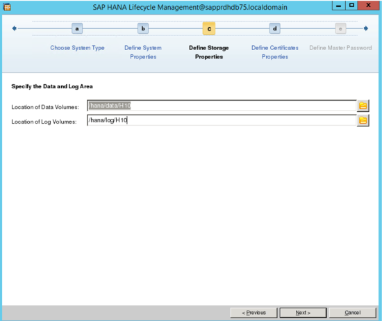 Снимок экрана управления жизненным циклом SAP HANA с полями данных и журнала
