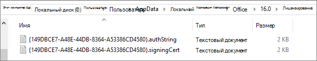 Снимок экрана: папка Licensing с файлами маркеров лицензирования для активации общего компьютера.