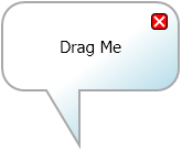 A speech bubble window that says Drag Me.