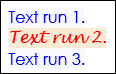 Screenshot: Three text runs
