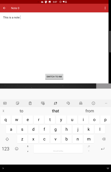 Keyboard in laptop mode, uses entire bottom screen