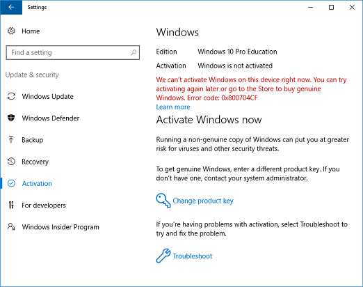 Windows 10 not activated and subscription active