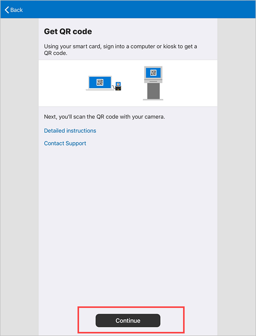 Пример снимка экрана Корпоративный портал получение QR-кода.