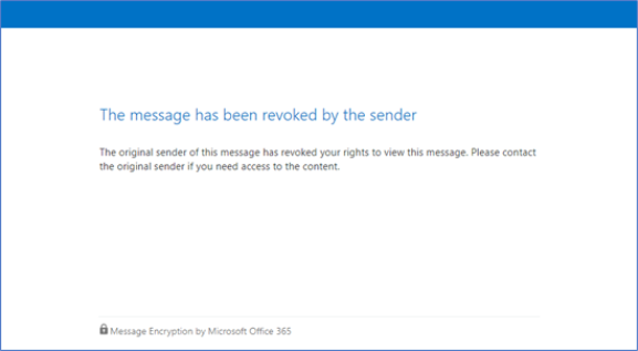 Снимок экрана: отозванное зашифрованное сообщение электронной почты.