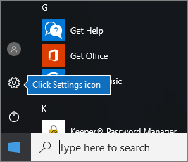В меню нажмите кнопку Windows Параметры значок.