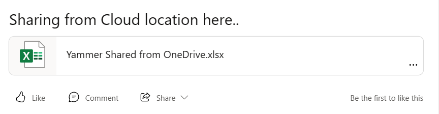 Снимок экрана: общий доступ к файлу из расположения SharePoint или OneDrive.