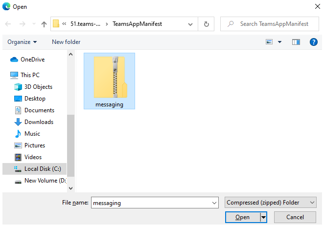 Снимок экрана клонированного репозитория с ZIP-файлом сообщений.
