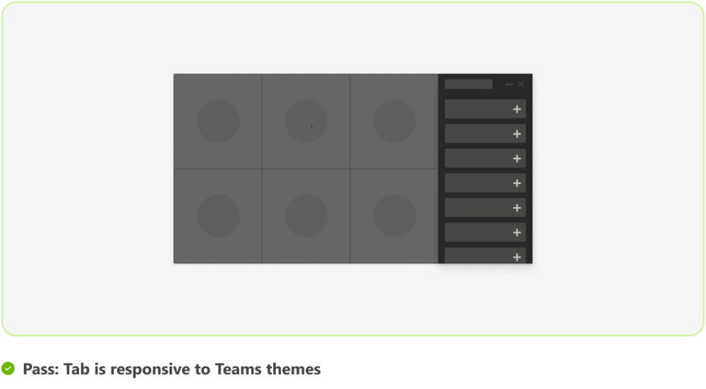 На рисунке показан пример вкладки, реагирующей на тему в Teams.